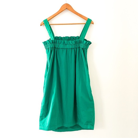 Everlane Kelly Green Paperbag Ruffle Tank Dress Removable & Adjustable Straps - Picture 6 of 16